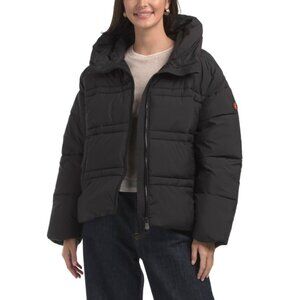 SAVE THE DUCK Black Keri Matte Quilted Puffer Coat